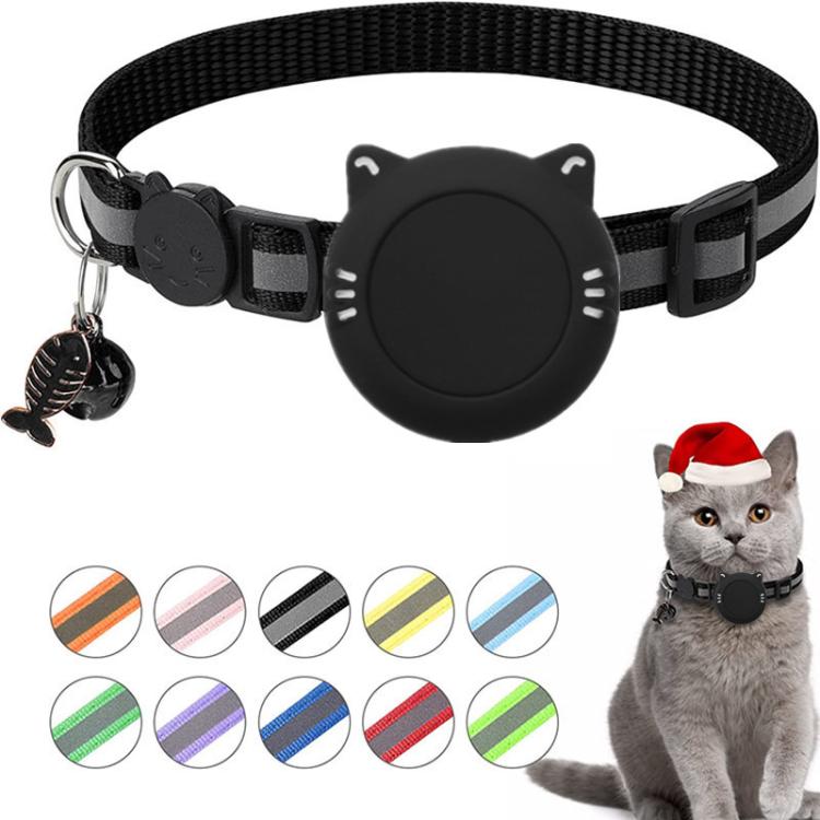 For AirTag Waterproof  Silicone Holder Cat Collar With Safety Breakaway Buckle And Fish & Bell Pendant