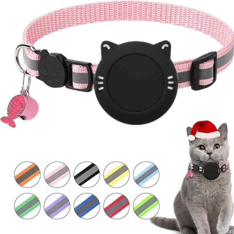For AirTag Waterproof  Silicone Holder Cat Collar With Safety Breakaway Buckle And Fish & Bell Pendant