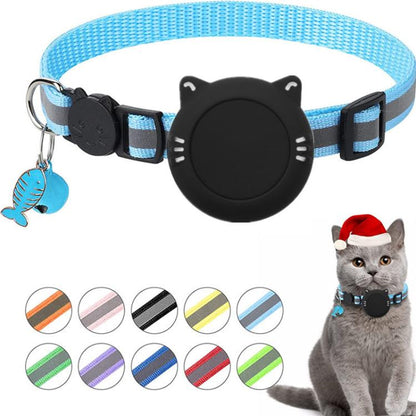 For AirTag Waterproof  Silicone Holder Cat Collar With Safety Breakaway Buckle And Fish & Bell Pendant