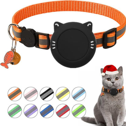 For AirTag Waterproof  Silicone Holder Cat Collar With Safety Breakaway Buckle And Fish & Bell Pendant