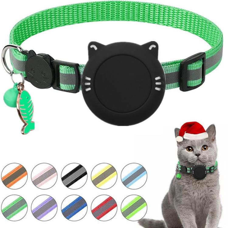 For AirTag Waterproof  Silicone Holder Cat Collar With Safety Breakaway Buckle And Fish & Bell Pendant