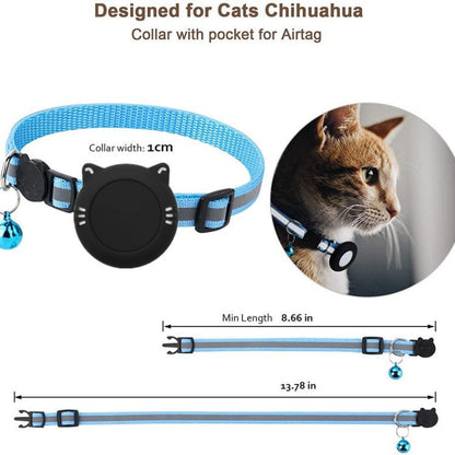 For AirTag Waterproof  Silicone Holder Cat Collar With Safety Breakaway Buckle And Fish & Bell Pendant