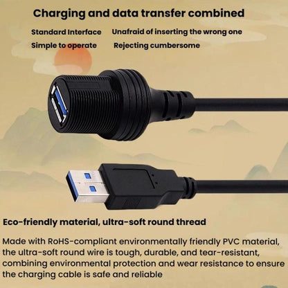 AMAF-Datenladekabel, USB3.0, USB2.0, 1 m, für Armaturenbrettverlängerung, Auto, Boot, Yacht, Stecker auf Buchse