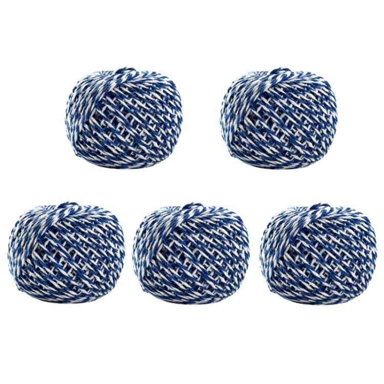 5pcs 70m DIY Food Packaging Rope Cotton Thread, Beige, Blue White, Red White, Pink White, White Green, White