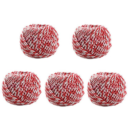 5pcs 70m DIY Food Packaging Rope Cotton Thread, Beige, Blue White, Red White, Pink White, White Green, White