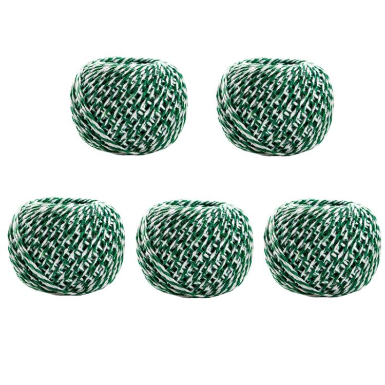 5pcs 70m DIY Food Packaging Rope Cotton Thread, Beige, Blue White, Red White, Pink White, White Green, White