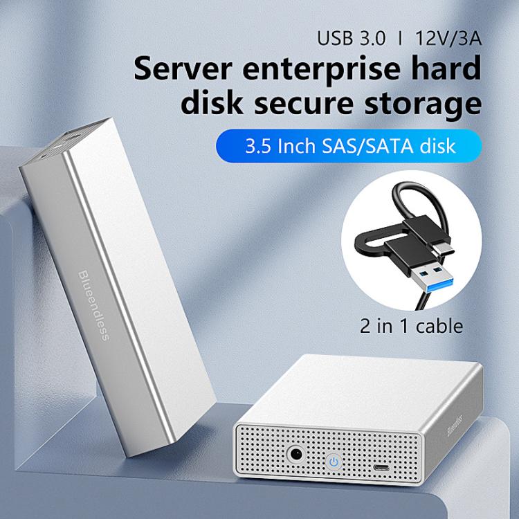 Blueendless U35KS SAS/SATA Mobile Hard Disk Enclosure 2.5/3.5 inch Desktop Laptop Full Metal SSD Enclosure, US Plug, EU Plug, UK Plug, AU Plug