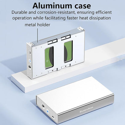 Blueendless U35KS SAS/SATA Mobile Hard Disk Enclosure 2.5/3.5 inch Desktop Laptop Full Metal SSD Enclosure, US Plug, EU Plug, UK Plug, AU Plug