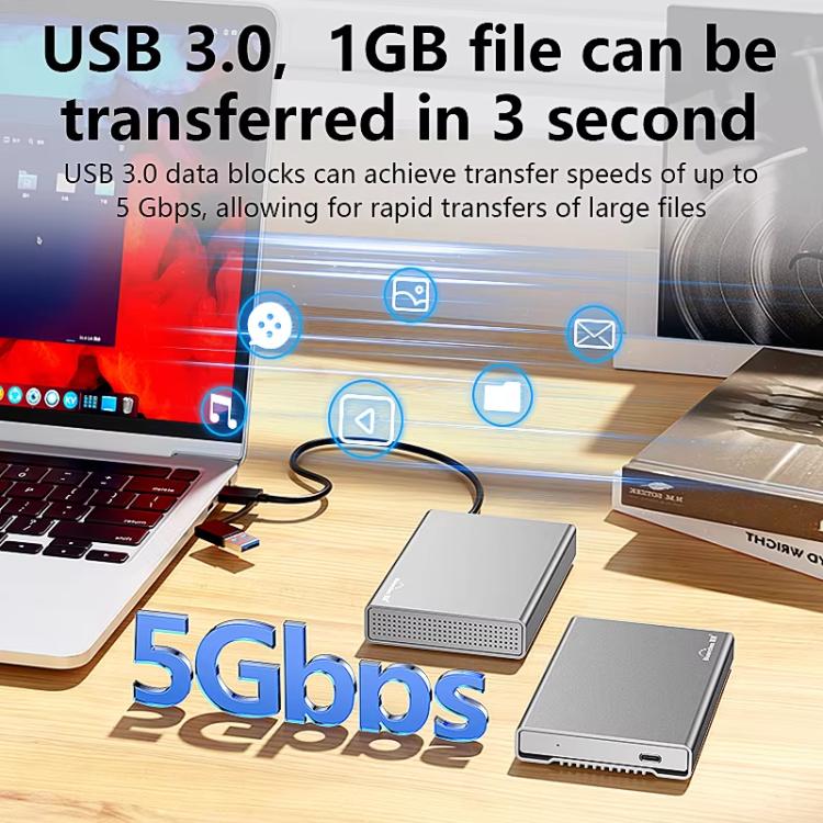 Blueendless U23QC 2.5 inch Mobile Hard Drive Enclosure USB3.0 Metal SATA Serial Port Laptop External Solid State SSD, 10mm, 15mm