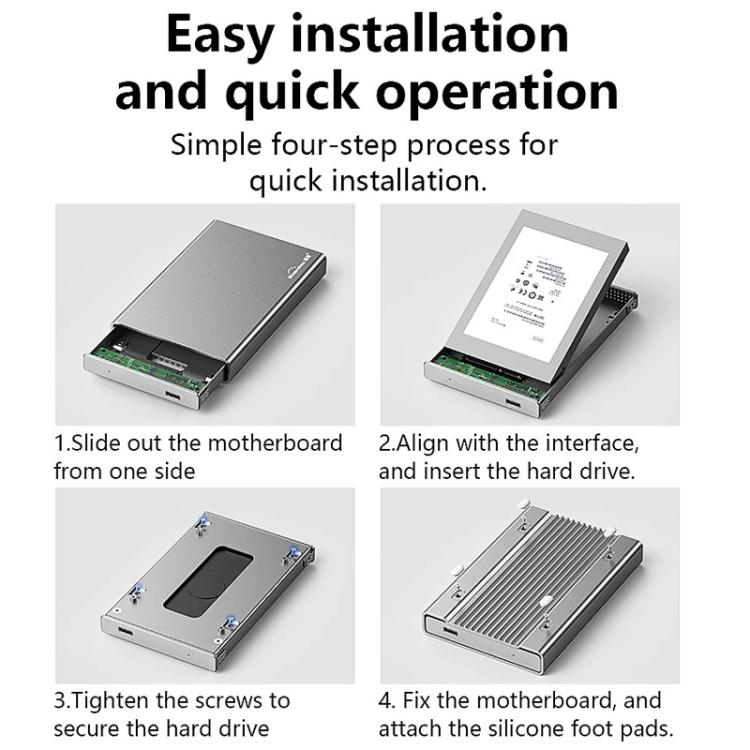 Blueendless U23QC 2.5 inch Mobile Hard Drive Enclosure USB3.0 Metal SATA Serial Port Laptop External Solid State SSD, 10mm, 15mm