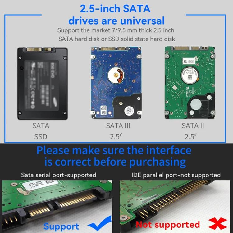 Blueendless MR23G Type-C 3.0 SATA 2.5 inch Solid State Mechanical Aluminum Mobile Hard Drive Enclosure