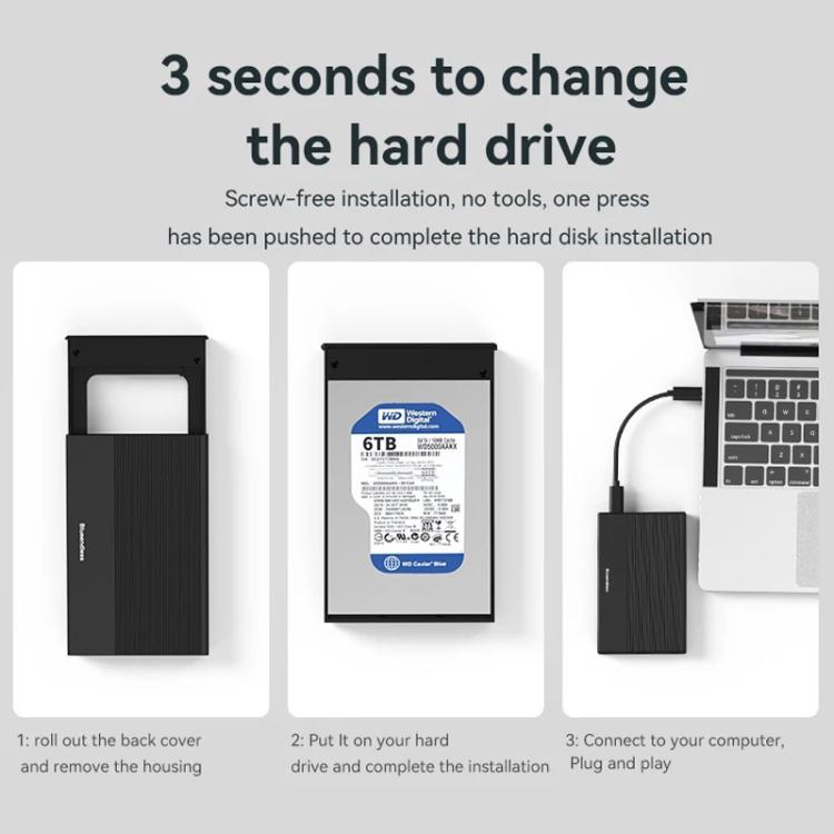 Blueendless MR23G Type-C 3.0 SATA 2.5 inch Solid State Mechanical Aluminum Mobile Hard Drive Enclosure