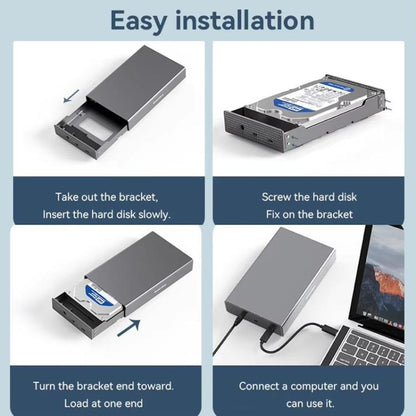 Blueendless U35K 3.5/2.5 inch Hard Drive Enclosure All-Metal USB 3.0 / Type-C High-Speed SATA Portable Hard Drive Enclosure, US Plug, EU Plug, UK Plug, AU Plug