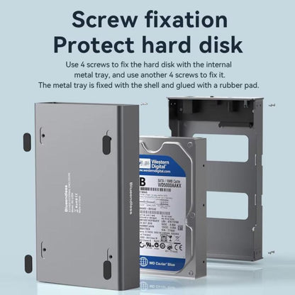Blueendless U35K 3.5/2.5 inch Hard Drive Enclosure All-Metal USB 3.0 / Type-C High-Speed SATA Portable Hard Drive Enclosure, US Plug, EU Plug, UK Plug, AU Plug