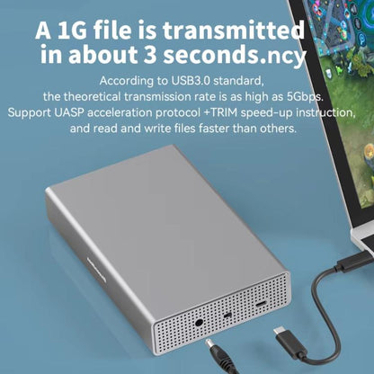 Blueendless U35K 3.5/2.5 inch Hard Drive Enclosure All-Metal USB 3.0 / Type-C High-Speed SATA Portable Hard Drive Enclosure, US Plug, EU Plug, UK Plug, AU Plug