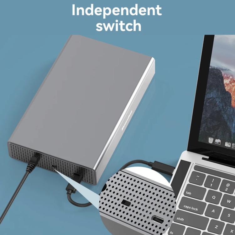 Blueendless U35K 3.5/2.5 inch Hard Drive Enclosure All-Metal USB 3.0 / Type-C High-Speed SATA Portable Hard Drive Enclosure, US Plug, EU Plug, UK Plug, AU Plug