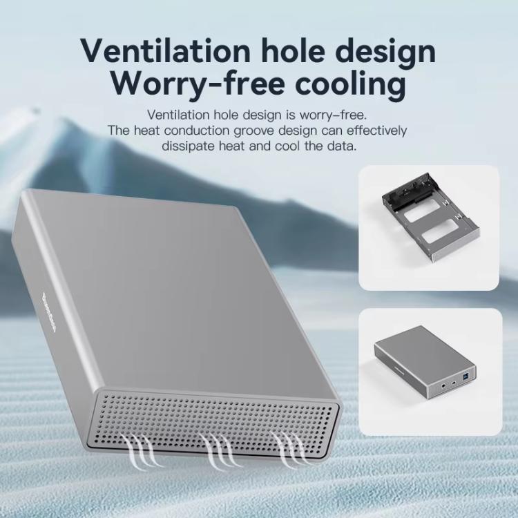 Blueendless U35K 3.5/2.5 inch Hard Drive Enclosure All-Metal USB 3.0 / Type-C High-Speed SATA Portable Hard Drive Enclosure, US Plug, EU Plug, UK Plug, AU Plug