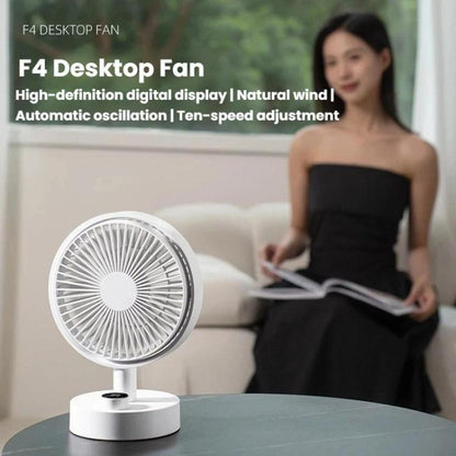 Ventilateur rotatif de bureau multifonctionnel portable pour la maison, la chambre et le bureau, silencieux, chargement USB, Standard F4, Écran F4