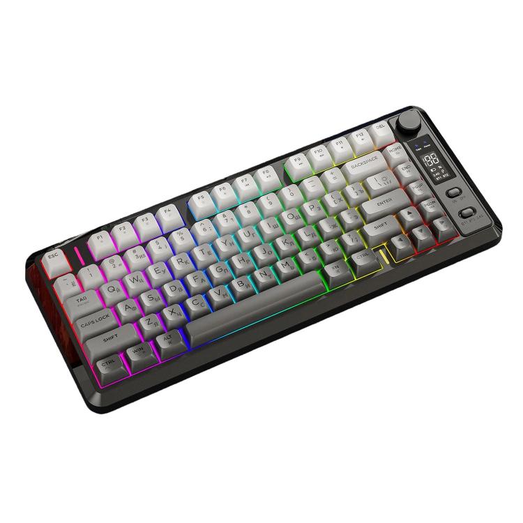 Clavier mécanique sans fil double mode Bluetooth FREE WOLF M75 russe avec capuchons PBT dégradés et écran d'affichage