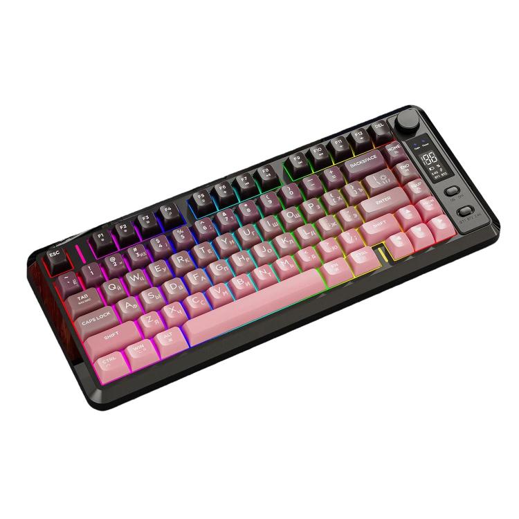 Clavier mécanique sans fil double mode Bluetooth FREE WOLF M75 russe avec capuchons PBT dégradés et écran d'affichage