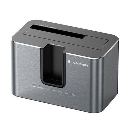 Blueendless HD01N Dual-Bay 2.5/3.5 Inch SATA Hard Drive Enclosure M.2 NVMe SSD Reader Offline Cloning Device, US Plug, EU Plug, UK Plug