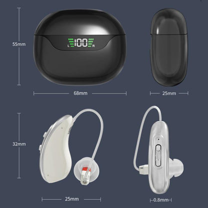 16-Channel Open Fit Behind-The-Ear Hearing Aids Dual Devices With Magnetic Digital Display Charging Case, Magnetic