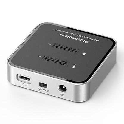 Blueendless SD09 Dual-Bay M.2 Dual-Protocol Drive Enclosure NVMe/SATA SSD Case, US Plug, EU Plug, UK Plug