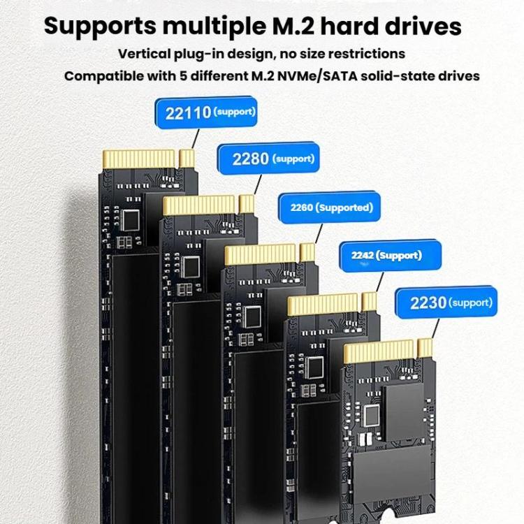 Blueendless SD09 Dual-Bay M.2 Dual-Protocol Drive Enclosure NVMe/SATA SSD Case, US Plug, EU Plug, UK Plug