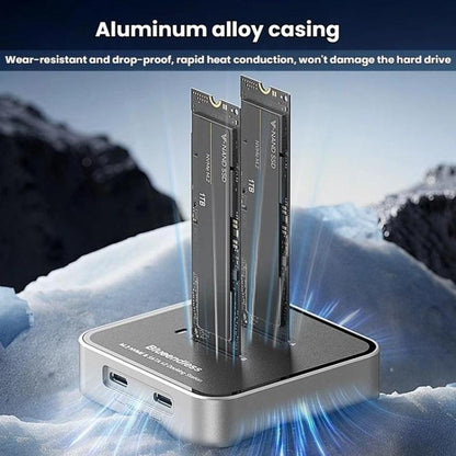 Blueendless SD09 Dual-Bay M.2 Dual-Protocol Drive Enclosure NVMe/SATA SSD Case, US Plug, EU Plug, UK Plug