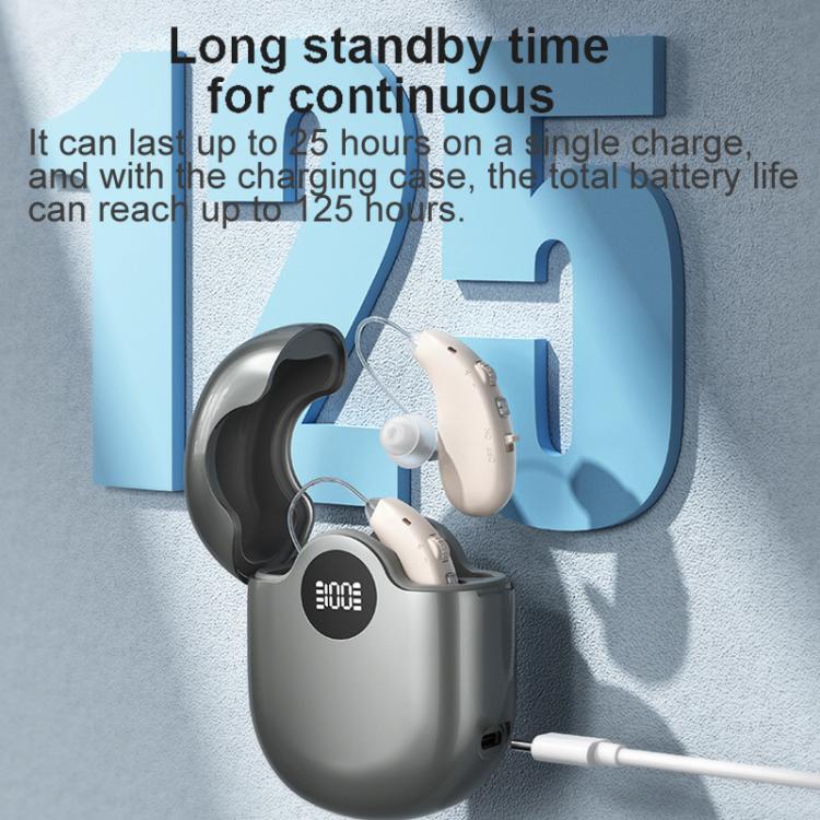 16-Channel Long-Lasting Battery BTE Hearing Aids Dual Devices With Digital Display Charging Case, Long-Lasting Battery