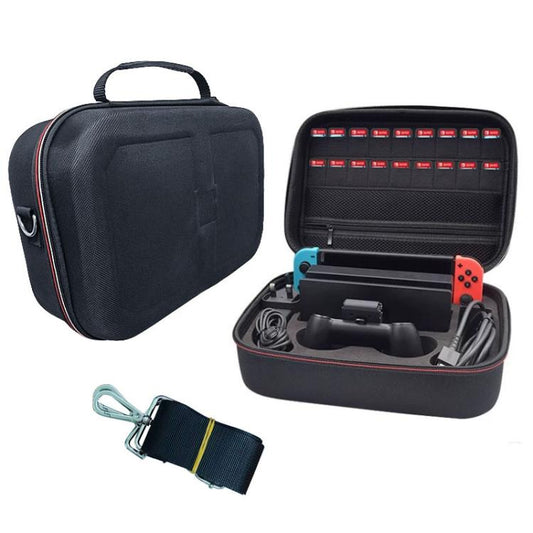 Housse de transport Nintendo Switch OLED Coque rigide EVA Sac de rangement pour ensemble complet d'accessoires avec bandoulière