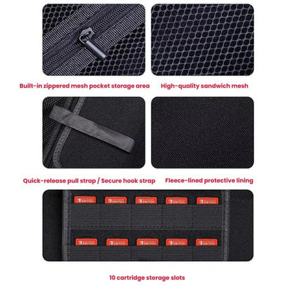 For Steam Deck OLED Hard Shell Protective Case PU Leather Portable Carry Bag with 10 Game Card Slots