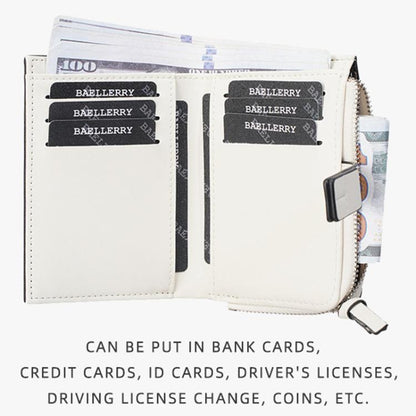 Baellerry N7101 Women Compact Snap Closure Wallet Multiple Card Slots Zippered Coin Pocket