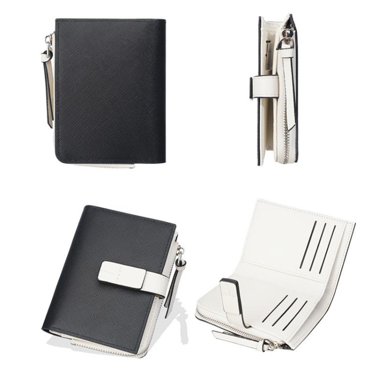 Baellerry N7101 Women Compact Snap Closure Wallet Multiple Card Slots Zippered Coin Pocket