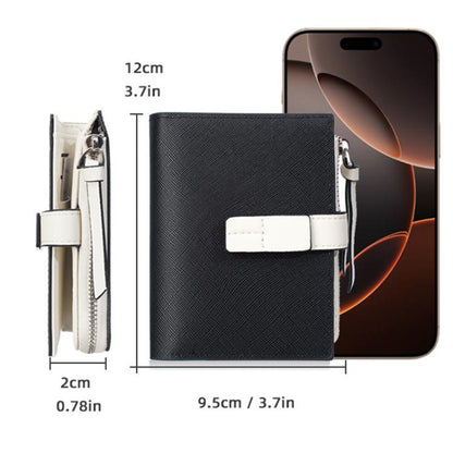 Baellerry N7101 Women Compact Snap Closure Wallet Multiple Card Slots Zippered Coin Pocket