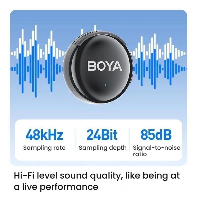 Button Wireless Lapel Microphone AI Noise Reduction With Hi-Fi Sound Quality Mobile Live Streaming Microphone, BOYA LINK3-02 Type-C