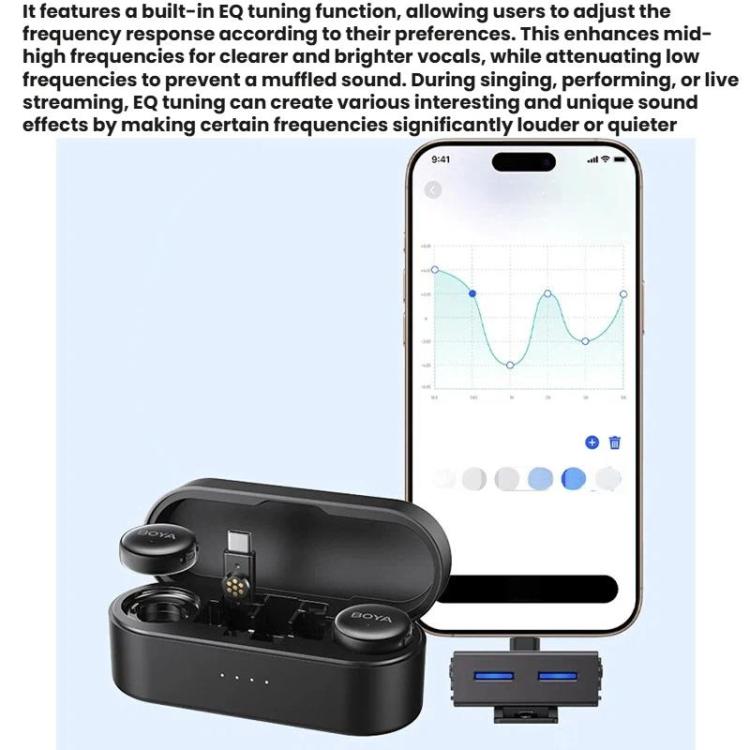 Button Wireless Lapel Microphone AI Noise Reduction With Hi-Fi Sound Quality Mobile Live Streaming Microphone, BOYA LINK3-02 Type-C