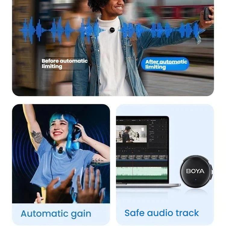 Button Wireless Lapel Microphone AI Noise Reduction With Hi-Fi Sound Quality Mobile Live Streaming Microphone, BOYA LINK3-02 Type-C