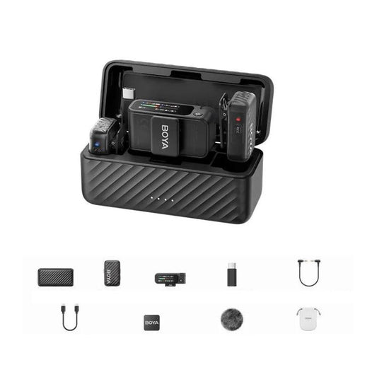 BOYA MIC2 Wireless Lavalier Microphone Mobile Camera Live Streaming Noise Reduction Film & TV Recording Mic, 03 1 To 1 No Case, 02 1 To 2 With Case No Lapel Mic, 01 1 To 2 With Case+Lapel Mic