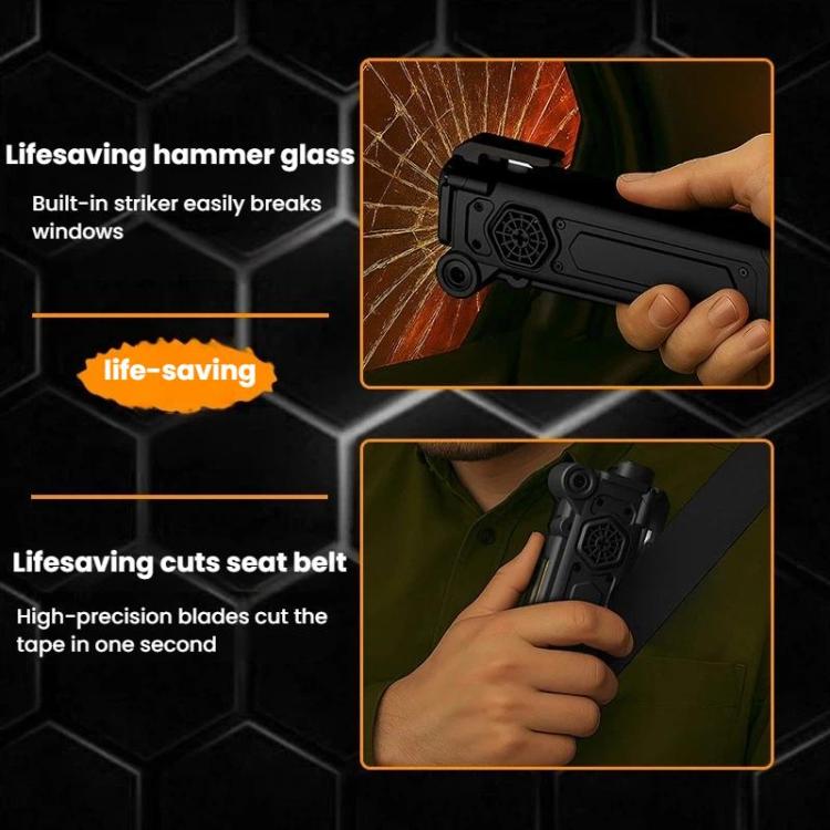 SB-2026 Car Window Breaking Safety Hammer Multi-Functional Emergency Light & Seatbelt Cutter Escape Tool