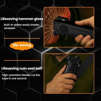 SB-2026 Car Window Breaking Safety Hammer Multi-Functional Emergency Light & Seatbelt Cutter Escape Tool