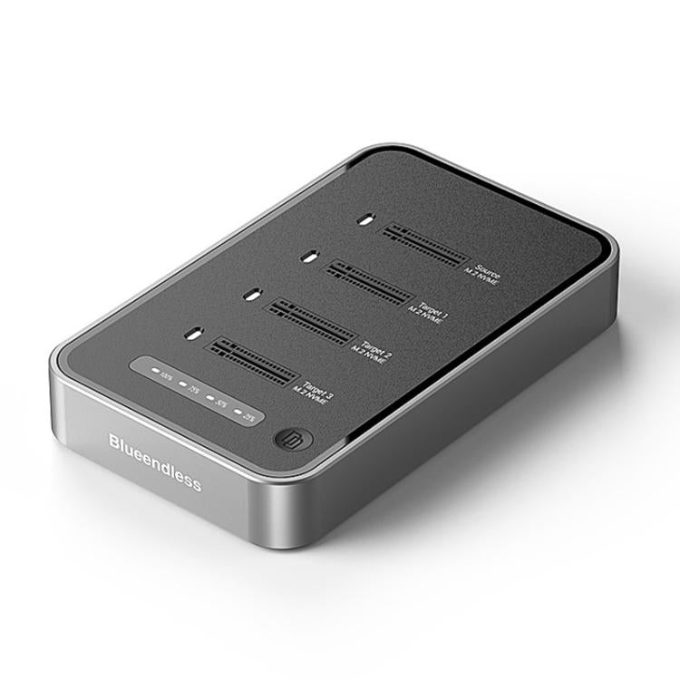Blueendless DB2804NA Four-Bay NVMe Drive Enclosure M.2 1 To 3 Cloning Copying Device External SSD Enclosure External Reader, US Plug, EU Plug, UK Plug