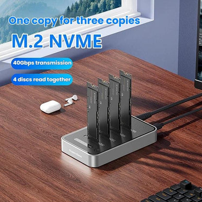 Blueendless DB2804NA Four-Bay NVMe Drive Enclosure M.2 1 To 3 Cloning Copying Device External SSD Enclosure External Reader, US Plug, EU Plug, UK Plug
