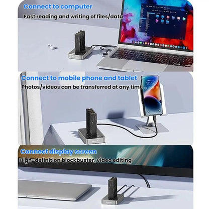 Blueendless DB2804NA Four-Bay NVMe Drive Enclosure M.2 1 To 3 Cloning Copying Device External SSD Enclosure External Reader, US Plug, EU Plug, UK Plug