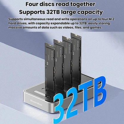 Blueendless DB2804NA Four-Bay NVMe Drive Enclosure M.2 1 To 3 Cloning Copying Device External SSD Enclosure External Reader, US Plug, EU Plug, UK Plug