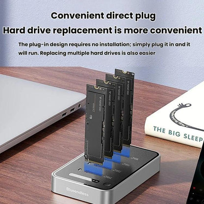 Blueendless DB2804NA Four-Bay NVMe Drive Enclosure M.2 1 To 3 Cloning Copying Device External SSD Enclosure External Reader, US Plug, EU Plug, UK Plug