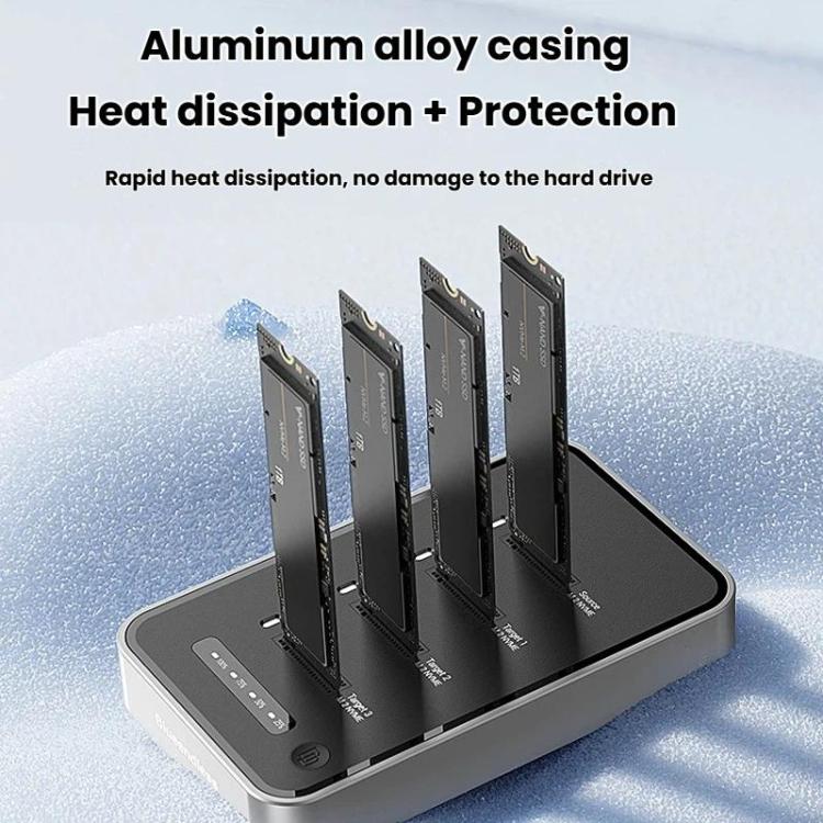 Blueendless DB2804NA Four-Bay NVMe Drive Enclosure M.2 1 To 3 Cloning Copying Device External SSD Enclosure External Reader, US Plug, EU Plug, UK Plug