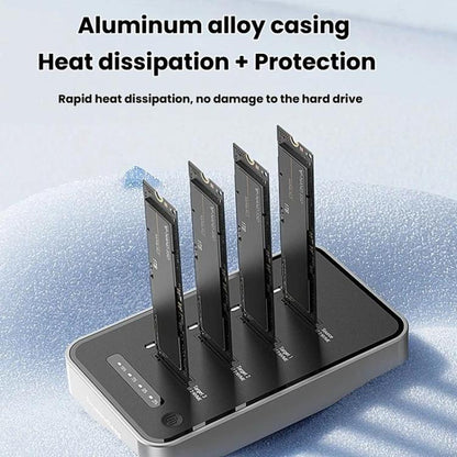 Blueendless DB2804NA Four-Bay NVMe Drive Enclosure M.2 1 To 3 Cloning Copying Device External SSD Enclosure External Reader, US Plug, EU Plug, UK Plug