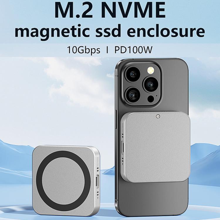 Blueendless M3NF M.2 NVMe Magnetic Hard Drive Enclosure PD100W Built-In Turbo Fan Solid-State Portable Hard Drive Enclosure, M3NF