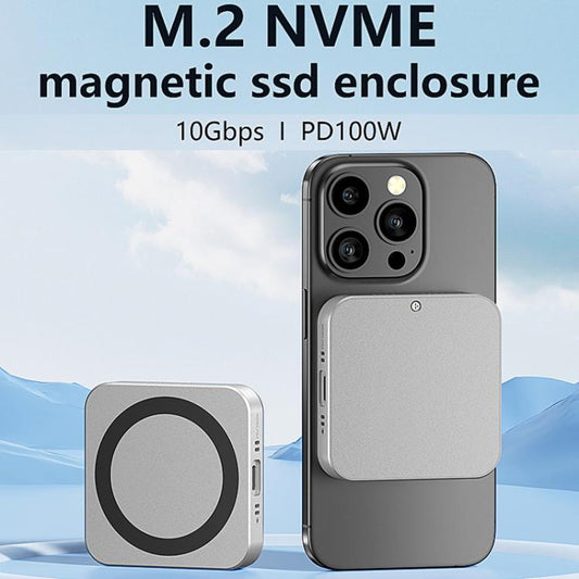 Blueendless M3NF M.2 NVMe Magnetic Hard Drive Enclosure PD100W Built-In Turbo Fan Solid-State Portable Hard Drive Enclosure, M3NF